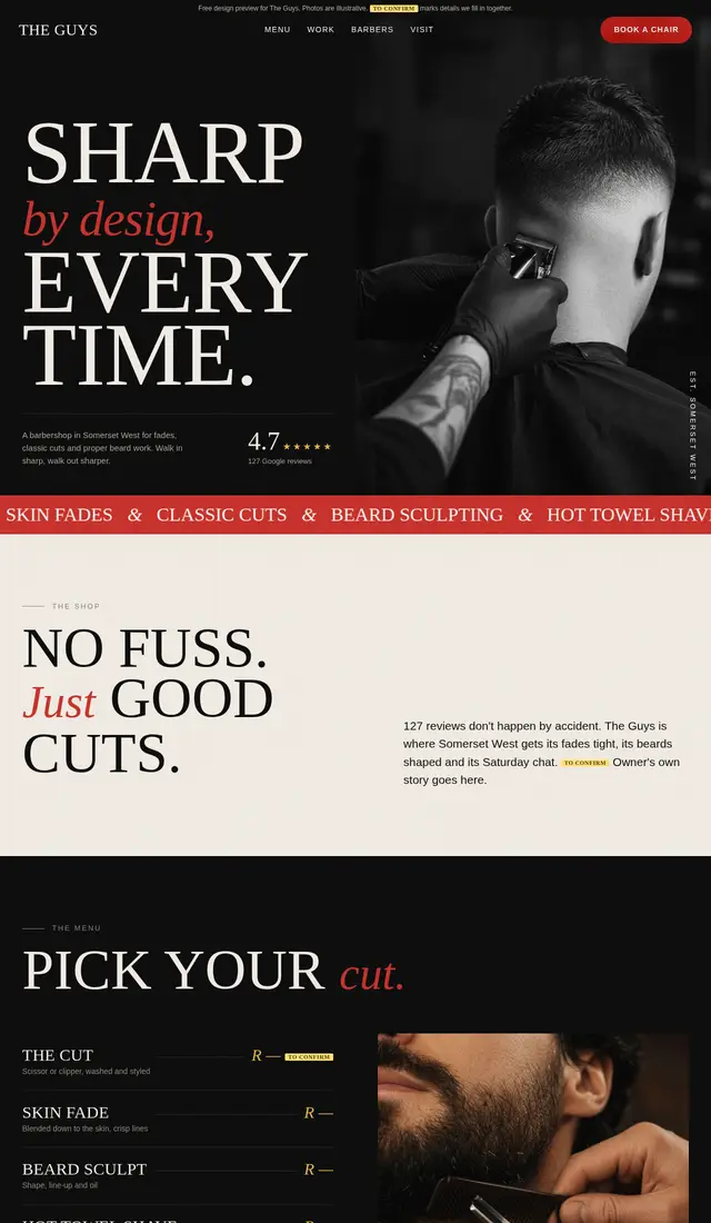 Homepage of the The Guys concept site